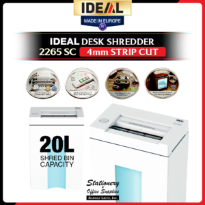 IDEAL 2265 Innovative Paper Shredder for Office Deskside 4mm Strip Cut Shred Size